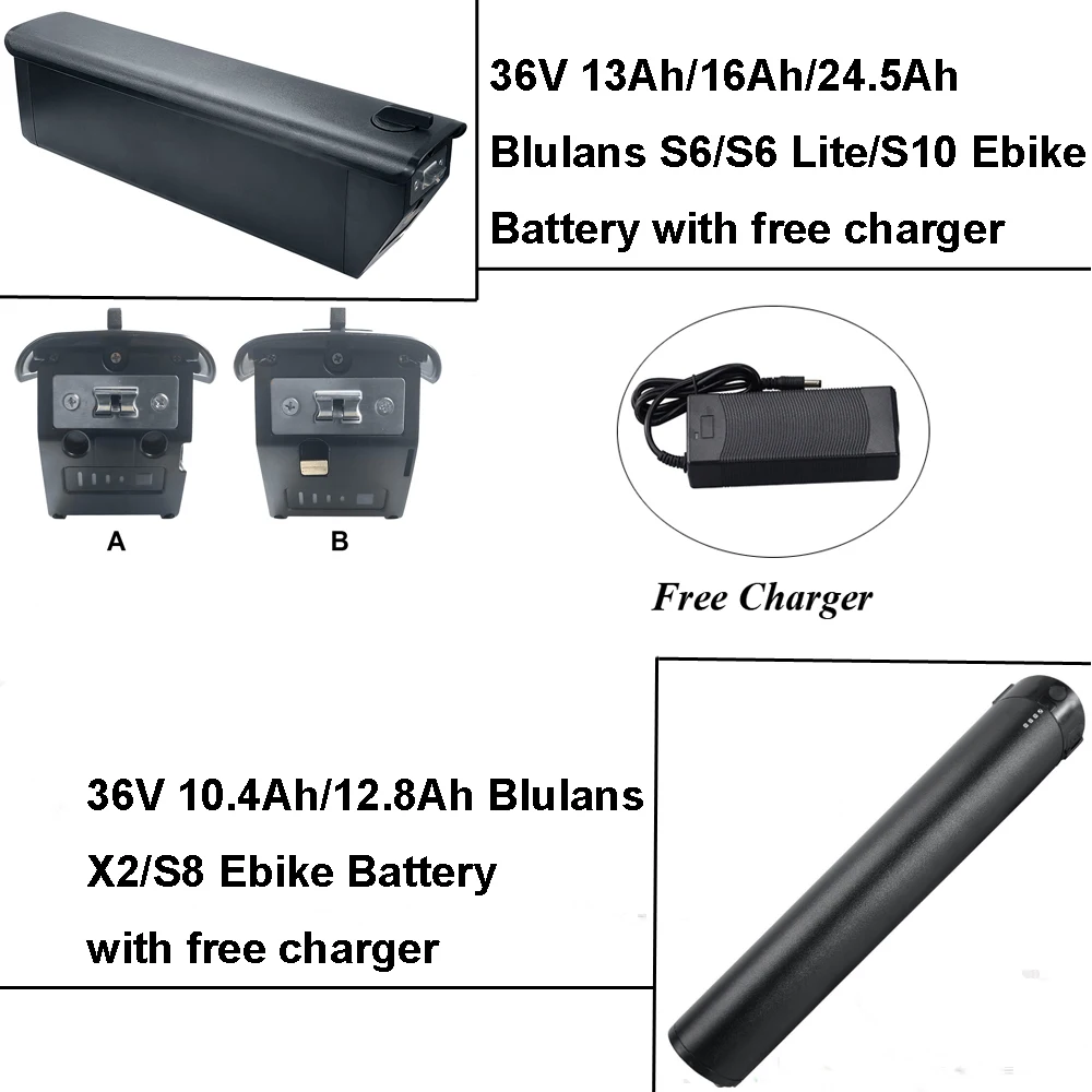 Electric Bike Battery 36V 10.4Ah 12.8Ah 13Ah 16Ah 24.5Ah Lithium Battery for Blulans S6 Lite S8 S10 X2 Ebike
Electric Bike Battery 36V 10.4Ah 12.8Ah 13Ah 16Ah 24.5Ah Lithium Battery for Blulans S6 Lite S8 S10 X2 Ebike