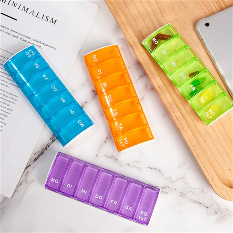 

Mini Portable Pills Organizer Case 7 Grids PillBox Tablet Storage Container Weekly Medicine Pill's Box Pill Case Drug Dispense