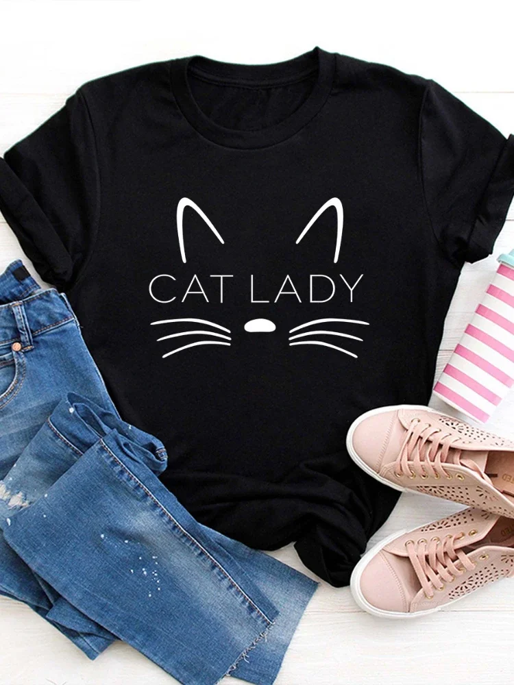 Cute Cat Face Lady Print Women T Shirt Short Sleeve O Neck Loose Women Tshirt Ladies Tee Shirt Tops Camisetas Mujer
Cute Cat Face Lady Print Women T Shirt Short Sleeve O Neck Loose Women Tshirt Ladies Tee Shirt Tops Camisetas Mujer