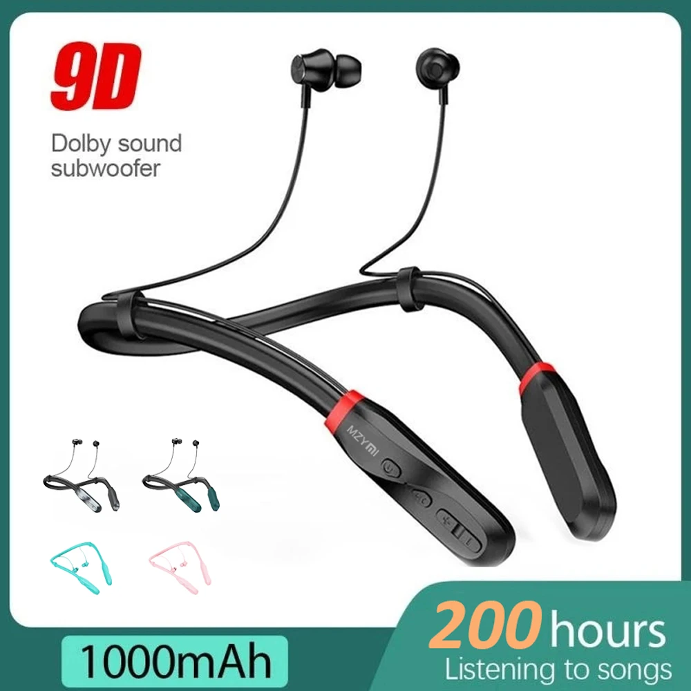 

MZYMI I35 Wireless Earphone Bluetooth 5.1 200 Hour Play In Ear Headphone Sport Stereo Waterproof Neckband Headset Built-in Mic