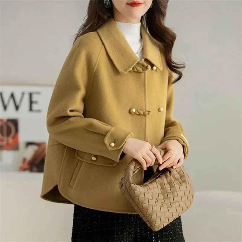 

Double-Faced Woolen Jacket Women Fall/Winter 2024 New Short Korean Outerwear Loose Wool Coat Small High-Quality Coat Ladies Tops