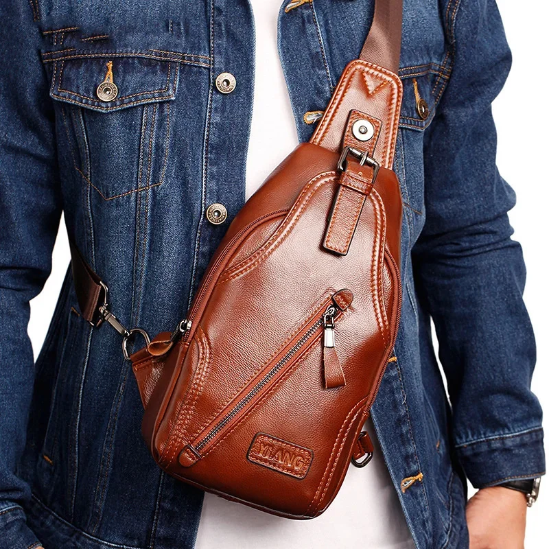 Men Genuine Leather Shoulder Cross body Chest Bag Sling BackpackFashion Travel Designer Real Cowhide Male Side Messenger Bags
Men Genuine Leather Shoulder Cross body Chest Bag Sling BackpackFashion Travel Designer Real Cowhide Male Side Messenger Bags