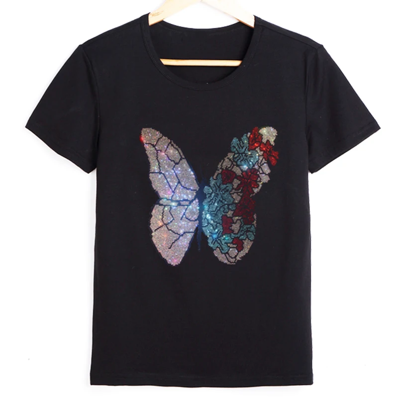 New Arrival 2024 Women's Tshirts Butterfly Rhinestones Short Sleeves Tops High Quality ropa de mujer
New Arrival 2024 Women's Tshirts Butterfly Rhinestones Short Sleeves Tops High Quality ropa de mujer