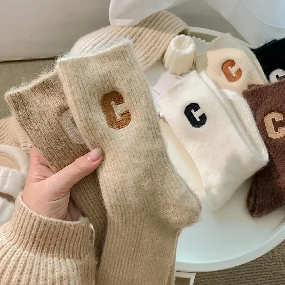 

Women Wool Socks Warm Winter Thick Cashmere Casual Japanese Solid Color Comfortable Home Sock Long High Quality Calcetines Носки