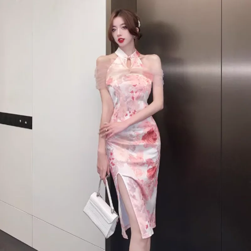 Женское розовое платье с цветочным принтом Qipao, Сетчатое Сексуальное Женское Платье с разрезом в китайском стиле, элегантное приталенное ретро платье-Ципао, винтажные платья
Женское розовое платье с цветочным принтом Qipao, Сетчатое Сексуальное Женское Платье с разрезом в китайском стиле, элегантное приталенное ретро платье-Ципао, винтажные платья