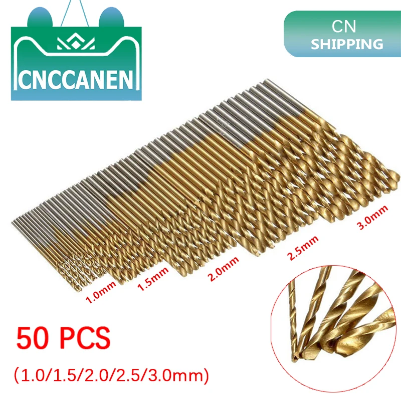 50Pcs Titanium Coated Drill Bits HSS High Speed Steel Drill Bits Set Tool High Quality Power Tools 1/1.5/2/2.5/3mm
50Pcs Titanium Coated Drill Bits HSS High Speed Steel Drill Bits Set Tool High Quality Power Tools 1/1.5/2/2.5/3mm