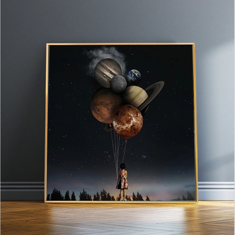 Little Girl With The Planet Balloon Canvas Wall Art Abstractism Picture Poster And Prints Painting Living Room Home Decoration 
Little Girl With The Planet Balloon Canvas Wall Art Abstractism Picture Poster And Prints Painting Living Room Home Decoration
