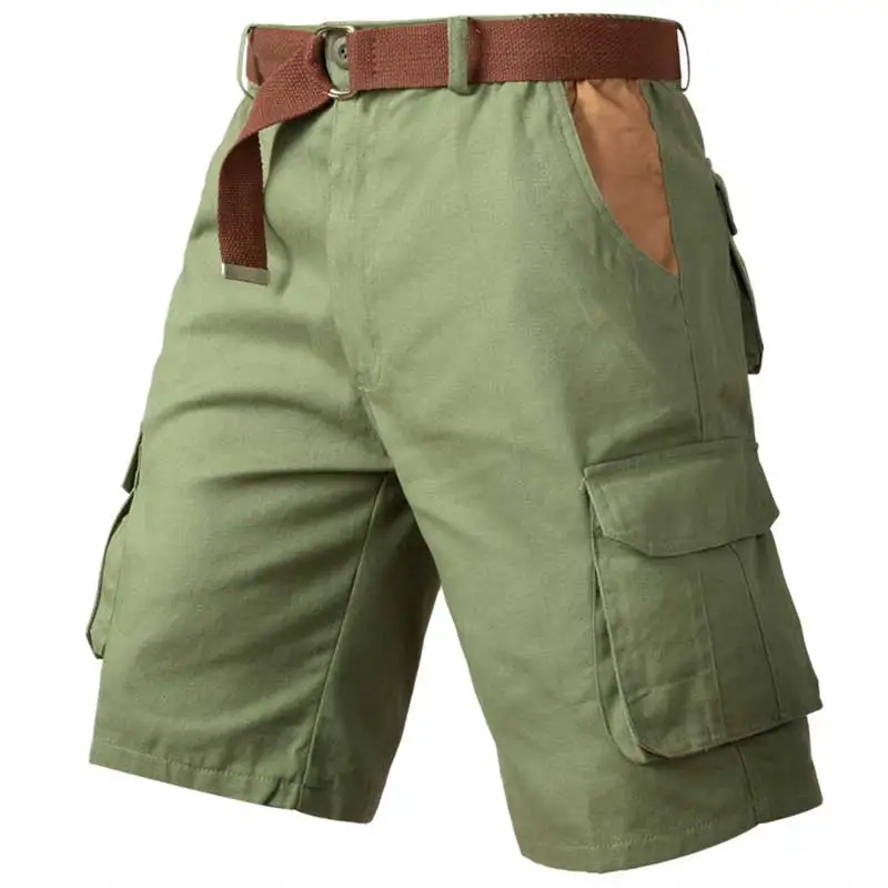 

Брюки-карго мужские прямые, тонкие свободные штаны из чистого хлопка, повседневные короткие бриджи, на лето
