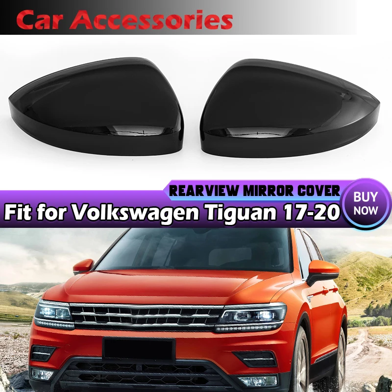 

Rearview Side Wing Mirror Caps Cover Fit For VW Tiguan MK2 2017 2018 2019 2020 Replacement Clip-on Gloss Black