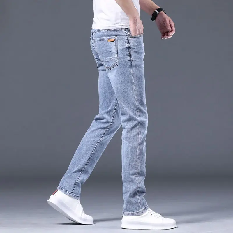 Men's Jeans Slim Korean High-End Elastic Light Color Casual Pants Spring Summer Korean Luxury Designer Clothing Blue Pants Man
Men's Jeans Slim Korean High-End Elastic Light Color Casual Pants Spring Summer Korean Luxury Designer Clothing Blue Pants Man