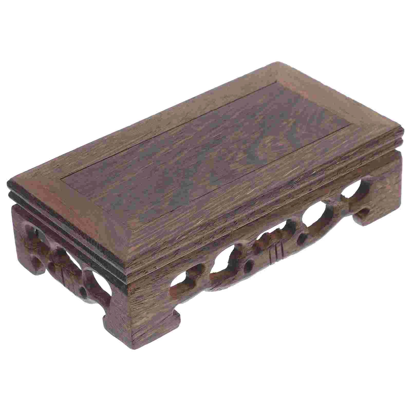 

Wood Retro Style Vase Stand Small Wooden Carving Display Rack Home Supply