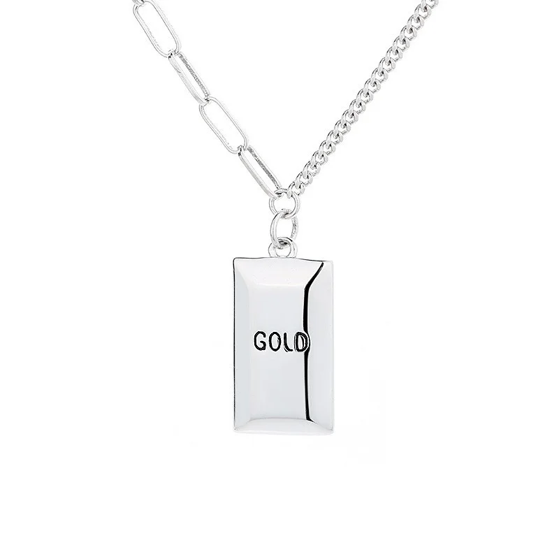352L ZFSILVER Fashion Trendy Silver 925 Retro Rectangle Pendant Letter GOLD Necklace For Women Charms Jewelry Accessories Gifts 
352L ZFSILVER Fashion Trendy Silver 925 Retro Rectangle Pendant Letter GOLD Necklace For Women Charms Jewelry Accessories Gifts