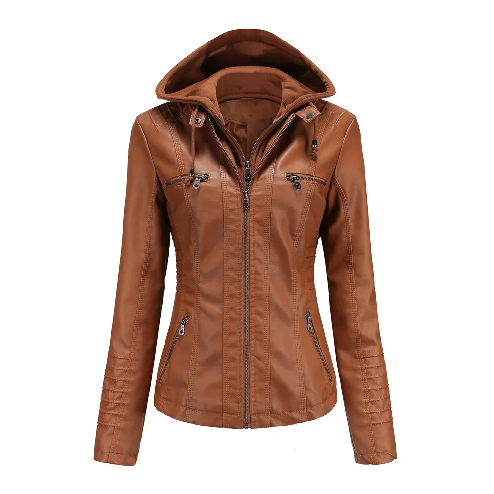 2022 New Autumn Winter Women Hooded Faux Leather Jacket Ladies Pu Motorcycle Coat Hat Detachable Casual Leather Jacket Outerwear
2022 New Autumn Winter Women Hooded Faux Leather Jacket Ladies Pu Motorcycle Coat Hat Detachable Casual Leather Jacket Outerwear