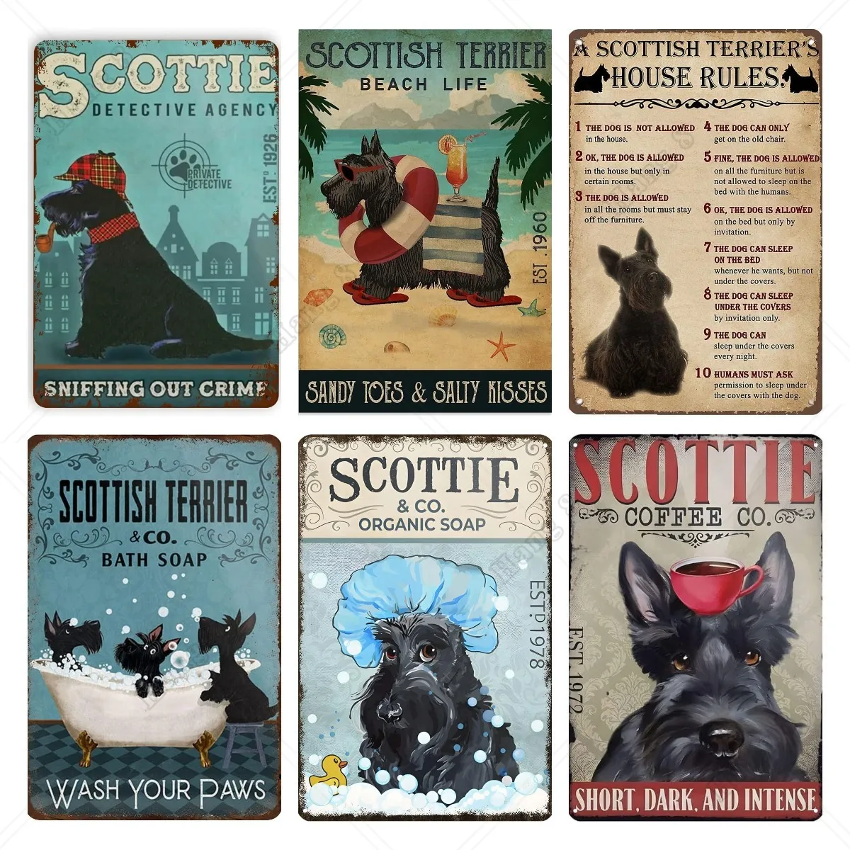 Metal Vintage Tin Signs,Scottish Terrier Dog Detective Agency Tin Sign Wall Decor Home Bar Pub Art Wall Plaques Nostalgia Poster
Metal Vintage Tin Signs,Scottish Terrier Dog Detective Agency Tin Sign Wall Decor Home Bar Pub Art Wall Plaques Nostalgia Poster