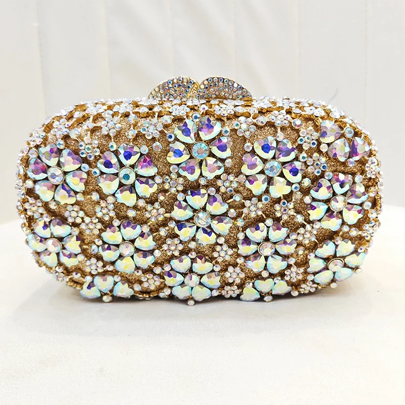 

Gold/AB Clear Pink Rhinestone Clutch Bag Evening Clutches Diamond Women Party Dinner Purses Crystal Formal Handbags Minaudiere