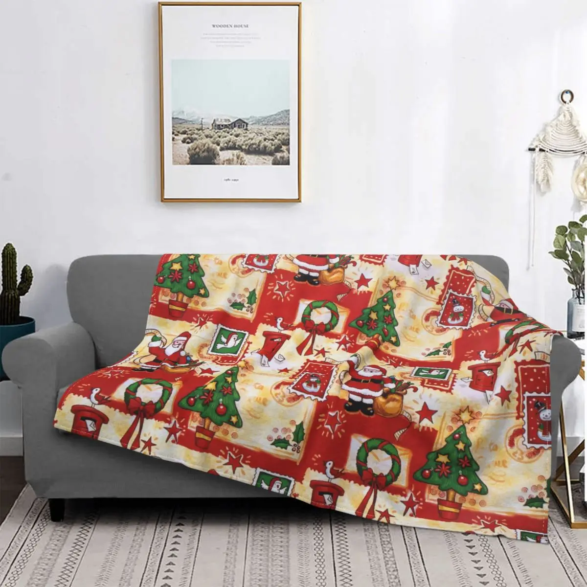 

Holidays Vintage Christmas Santa Blanket Fleece All Season Winter Snowman Throw Blanket for Bedding Couch Plush Thin Quilt