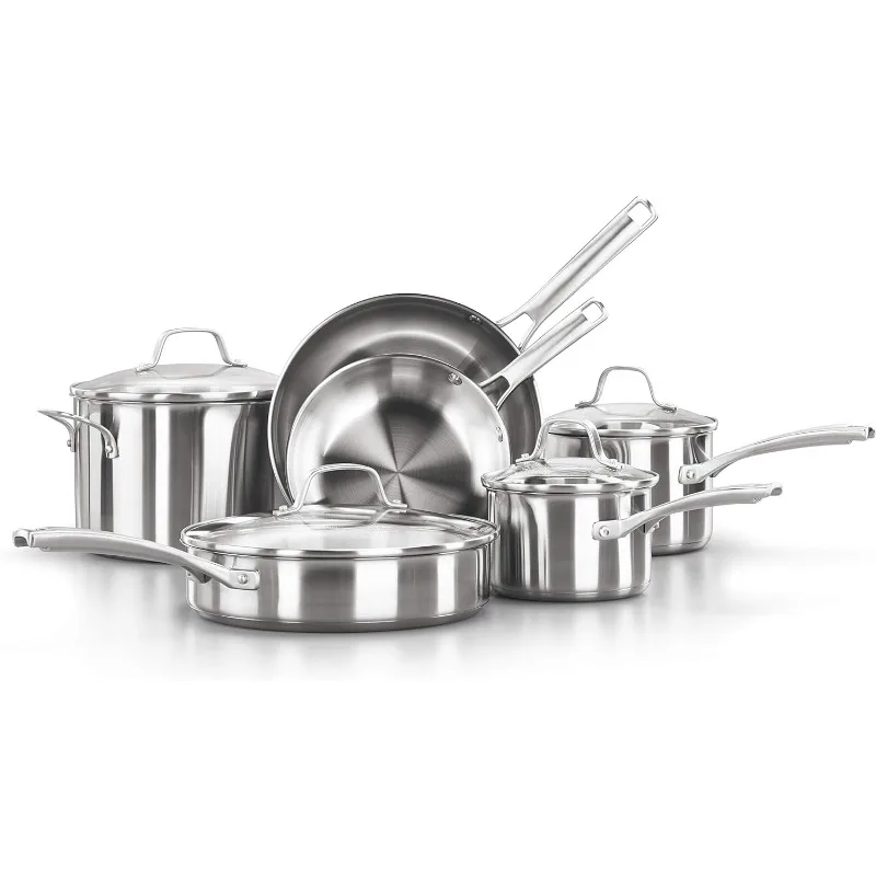 10-Piece Pots and Pans Set, Silver & Nonstick Bakeware Set, 10-Piece Set Includes Baking Sheet, Cookie Sheet, Cake Pans
10-Piece Pots and Pans Set, Silver & Nonstick Bakeware Set, 10-Piece Set Includes Baking Sheet, Cookie Sheet, Cake Pans