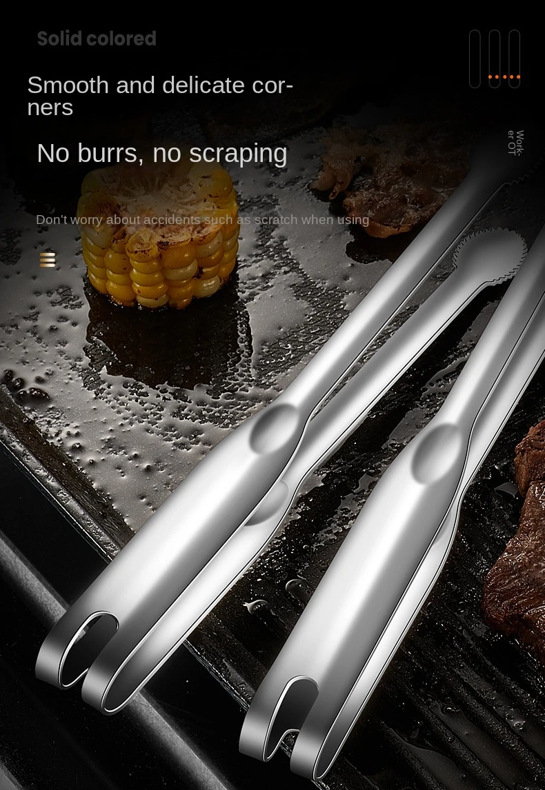 Generic Grill Tongs Meat Cooking Utensils For BBQ Baking Silver Kitchen