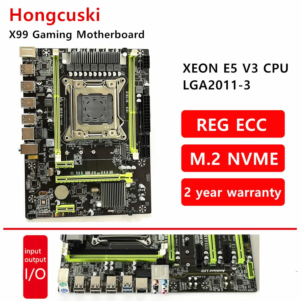 

X79 Motherboard LGA 2011 Support Xeon E5 v1 v2 Series E5 2670 CPU Processor DDR3 32G ECC RAM SATA NVME M.2 Dual channel USB 3.0