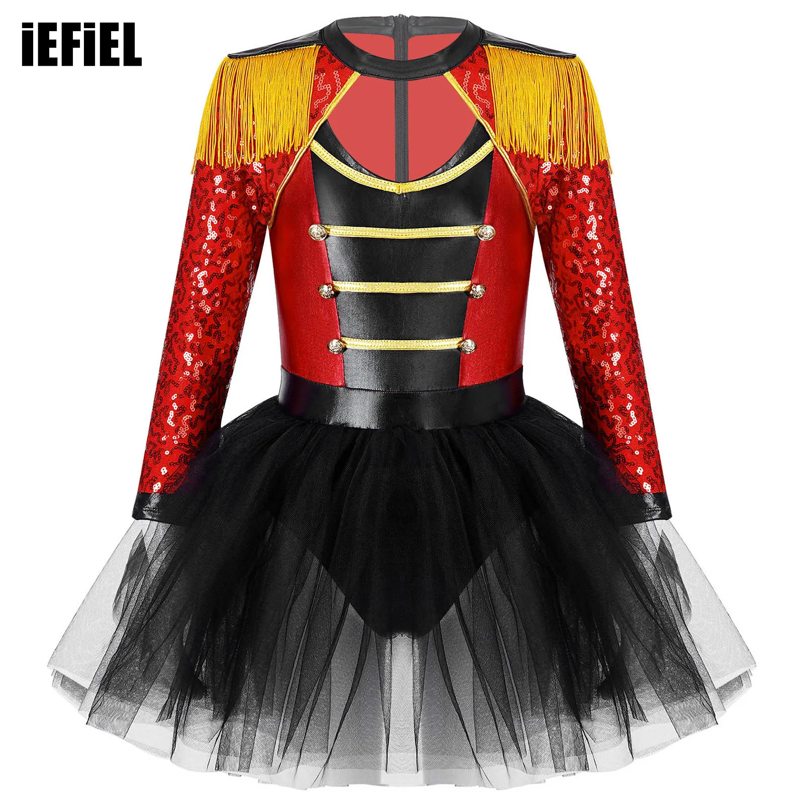 Kids Girls Magician Circus Dress Up Costumes Long Sleeve Sequin Tassel Epaulet Tutu Skirt Built-in Brief Stage Garment
Kids Girls Magician Circus Dress Up Costumes Long Sleeve Sequin Tassel Epaulet Tutu Skirt Built-in Brief Stage Garment