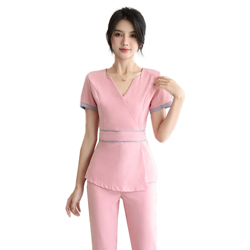Wholesale Price Beauty Scrub Set Female Hotel Work Uniform Set Scrub Suit Foot Massage Gown V-Neck Two Piece
Wholesale Price Beauty Scrub Set Female Hotel Work Uniform Set Scrub Suit Foot Massage Gown V-Neck Two Piece