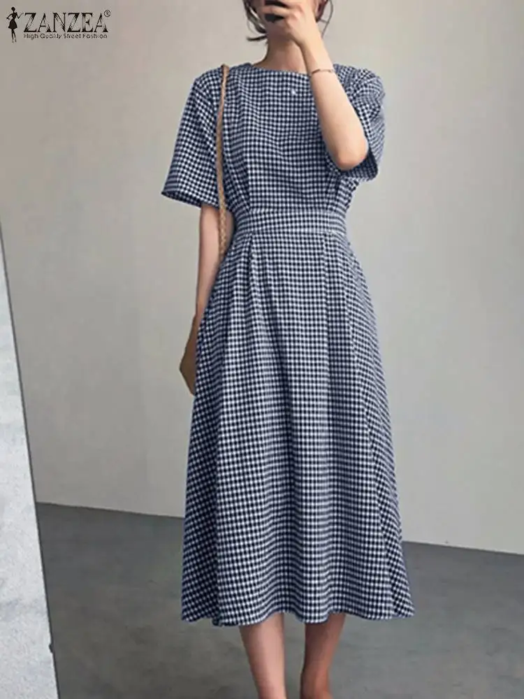 ZANZEA Summer Hoilday Grid Dress Women Casual Short Sleeve Sundress Loose Checked Print Vestidos Retro O Neck Plaid Kaftan Robe
ZANZEA Summer Hoilday Grid Dress Women Casual Short Sleeve Sundress Loose Checked Print Vestidos Retro O Neck Plaid Kaftan Robe