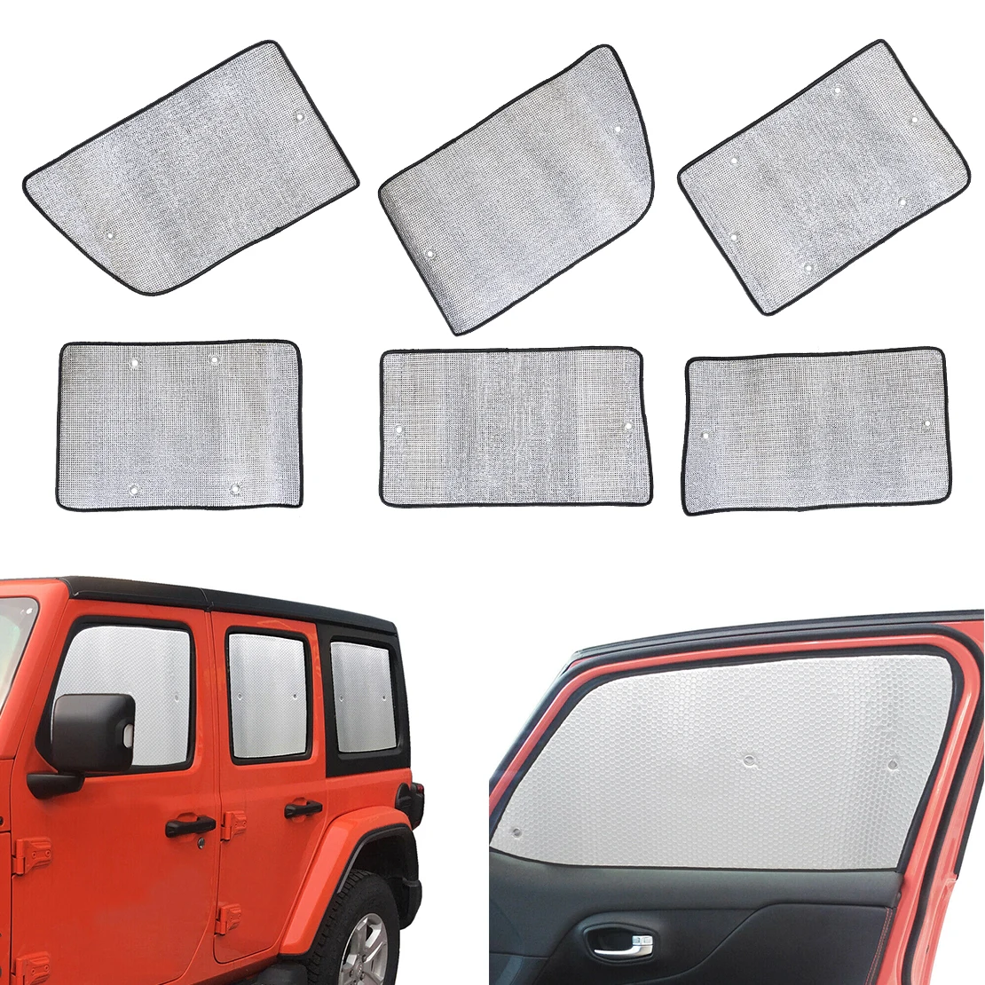 6pcs Car Side Window Privacy Sunshade Cover Silver Aluminum Foil Fit for Jeep Wrangler 4-Door 2007-2012 2013 2014 2015 2016 2017
6pcs Car Side Window Privacy Sunshade Cover Silver Aluminum Foil Fit for Jeep Wrangler 4-Door 2007-2012 2013 2014 2015 2016 2017