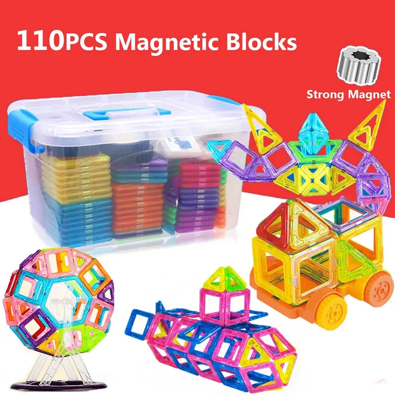 

110pcs Mini Size Magnetic Blocks Magnetic Constructor Designer Set Model Building Blocks Educational Toys For Children Gifts