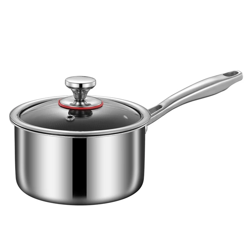 

1 Piece 1 Qt Saucepan, Milk Sauce Pan With Glass Lid Silver Stainless Steel For Cooking Boiling Stewing