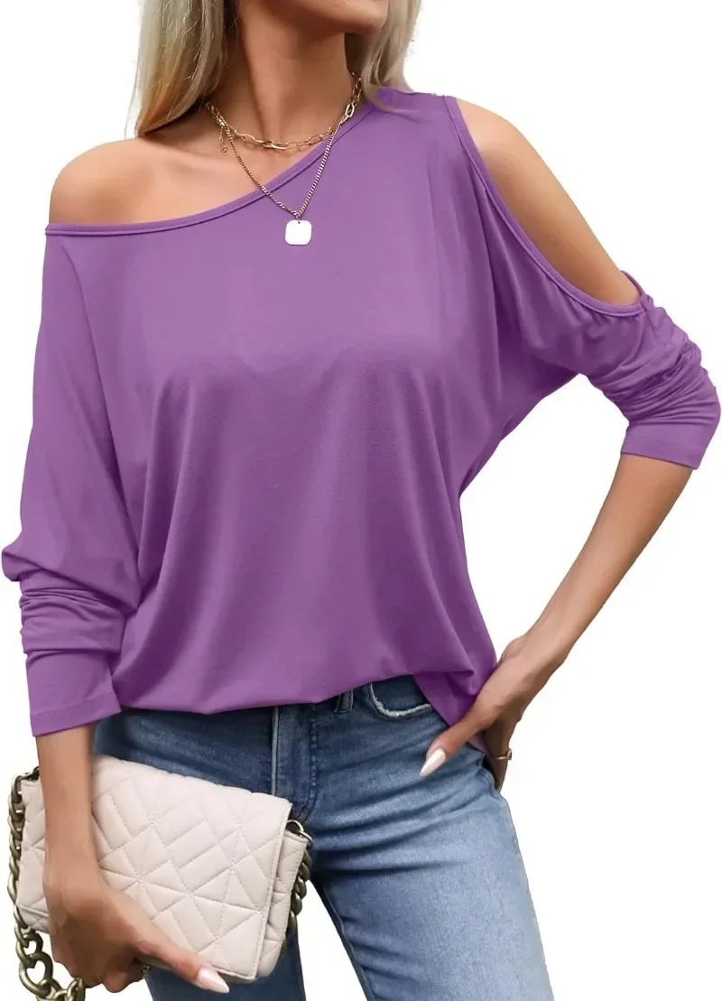 New Strapless Loose Bat Shirt Women Solid Color Diagonal Collar One-shoulder Casual Long-sleeved T-shirt Autumn and Summer Tees
New Strapless Loose Bat Shirt Women Solid Color Diagonal Collar One-shoulder Casual Long-sleeved T-shirt Autumn and Summer Tees