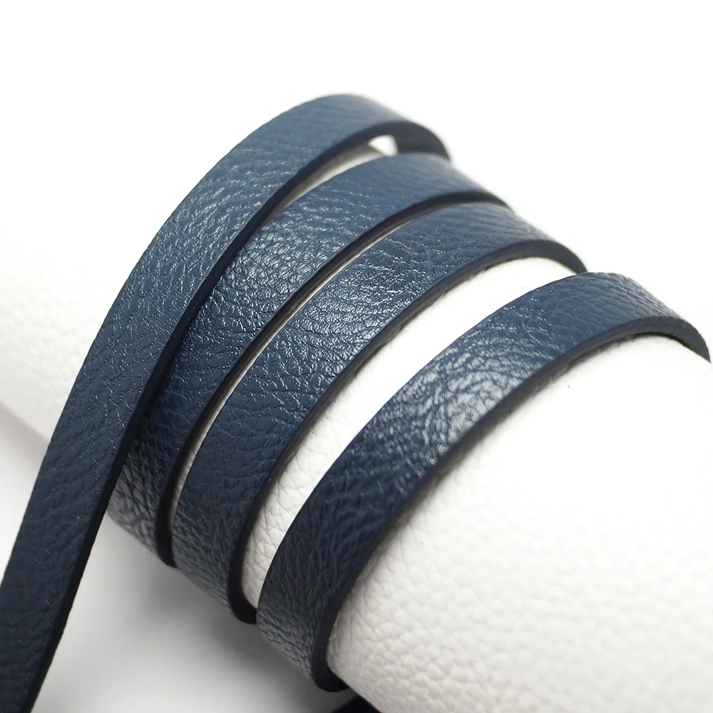 

45 дюймовый синий мягкий кожаный шнур, текстура личи 10x2 мм кожаные полоски, кожаный ремешок сумка ручка, цепочка на талию брелок для изготовления браслета