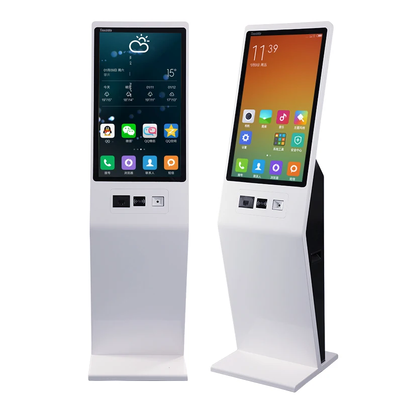 

32 Inch POS Floor Stand Or Wall Mount Food Ordering Kiosks Self Service Payment Kiosk Restaurant With NFC Thermal Printer