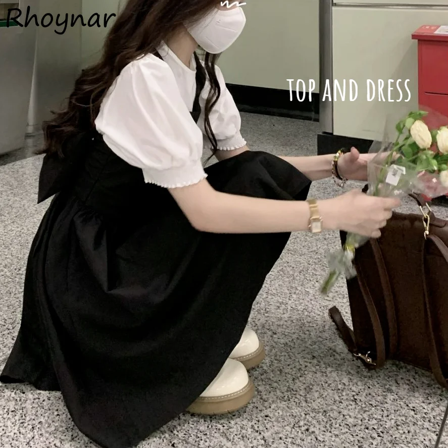 Women Sets Design Solid Simple Girlish Lovely College O-neck Short Puff Sleeve Tops Bow Mini Dress Popular Korean Style Ins New
Women Sets Design Solid Simple Girlish Lovely College O-neck Short Puff Sleeve Tops Bow Mini Dress Popular Korean Style Ins New