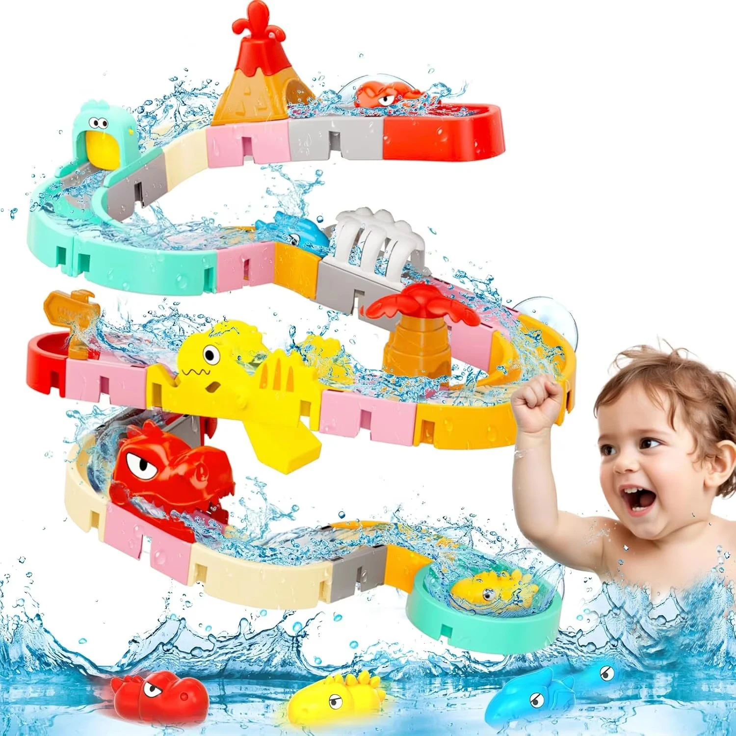 DIY Building Water Slide Tracks BaBy Bath Toys Wall Track Building Set Spray Water Toys for Kids, Outside Pool Bathtub Toys DIY Building Water Slide Tracks BaBy Bath Toys Wall Track Building Set Spray Water Toys for Kids, Outside Pool Bathtub Toys