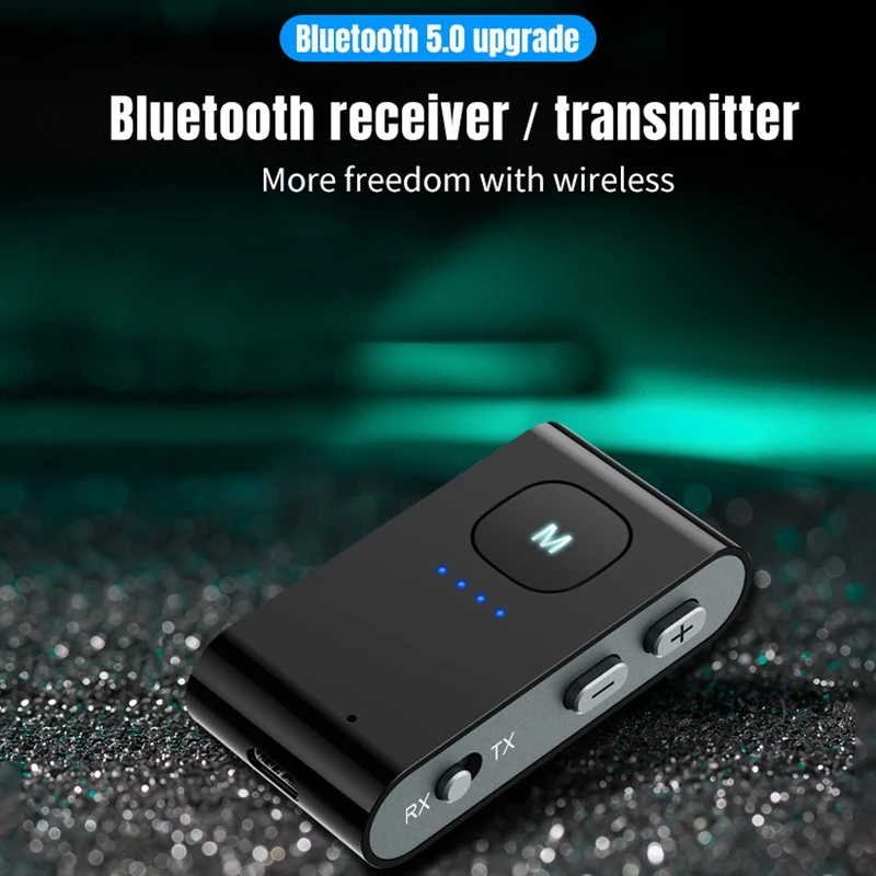

Bluetooth 5.0 Audio Receiver Transmitter 3.5Mm Jack Handsfree Wireless Power Display Adapter With Clip Support TF Card