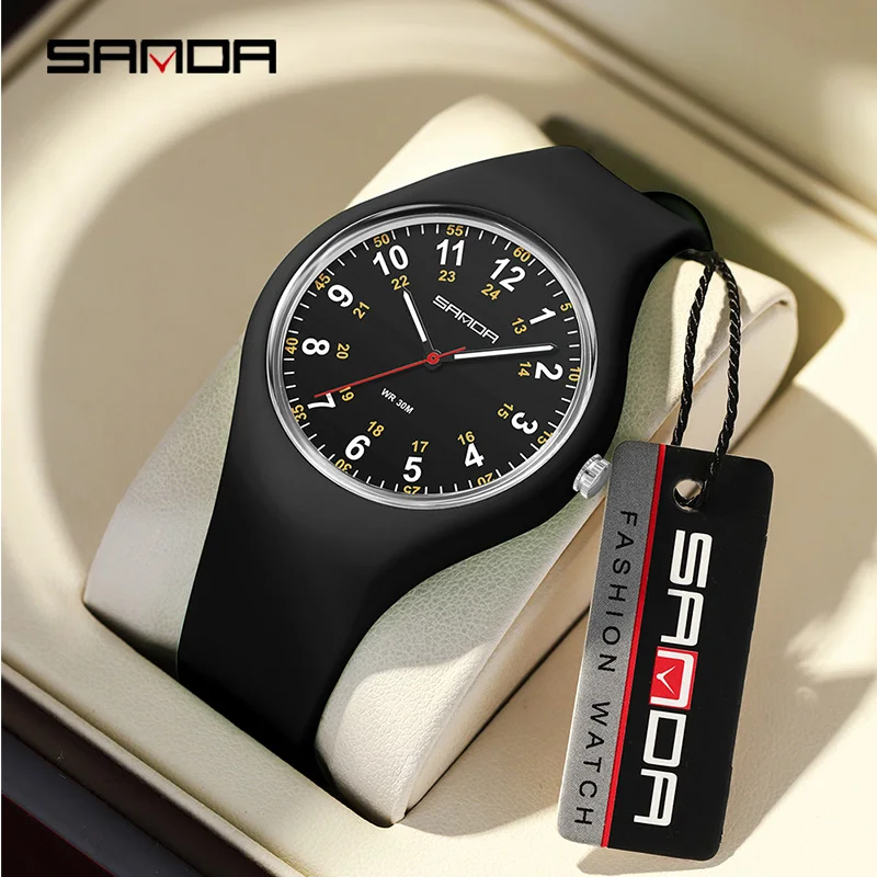 

Часы Sanda3253 женские минималистичные темпераментные студенческие светящиеся водонепроницаемые Силиконовые кварцевые часы