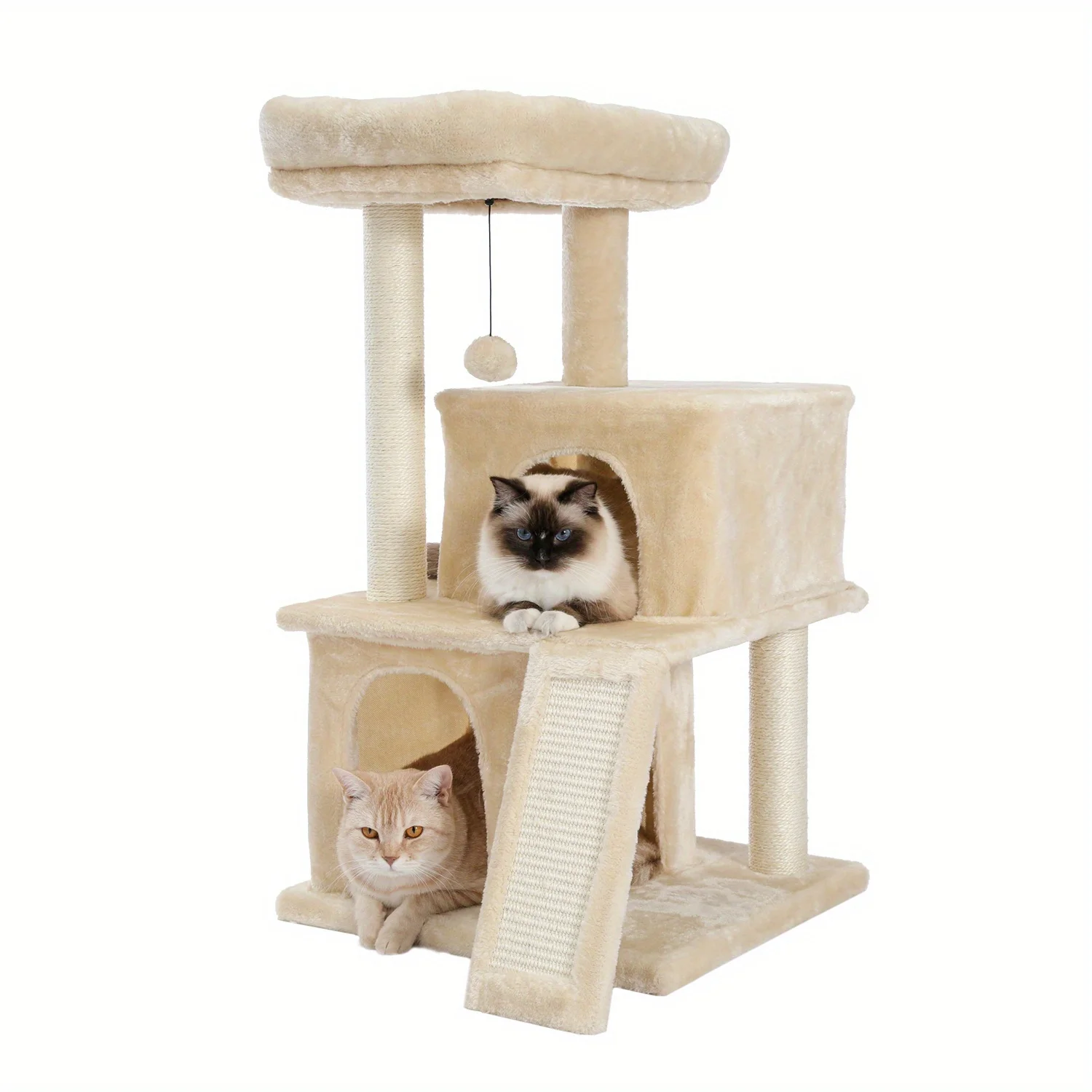 Cat Tree Wooden Cat Tower With Double Condos, Spacious Perch, Fully Wrapped Scratching Sisal Posts And Replaceable Dangling Ball
Cat Tree Wooden Cat Tower With Double Condos, Spacious Perch, Fully Wrapped Scratching Sisal Posts And Replaceable Dangling Ball