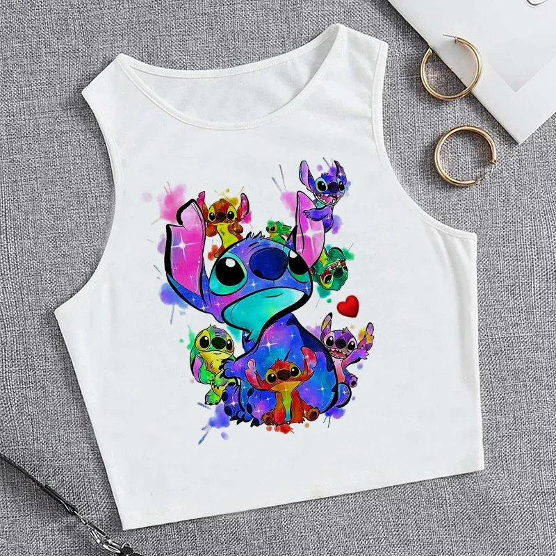 

Vest Disney Kawaii Lilo Stitch Tank Top Funny Cartoon T Shirt Women Stitch T-shirt Graphic Tshirt Streetwear Crop Top Tee Female