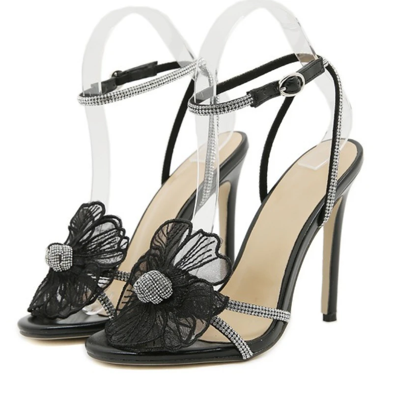 Luxury Rhinestone Flower High Quality Shoes Sexy Open Toe Ankle Strap Large Size Women Sandal Elegant Design Buckle Wedding Shoe 35 S4a2a2e46d740423c97264b35b4e30431S