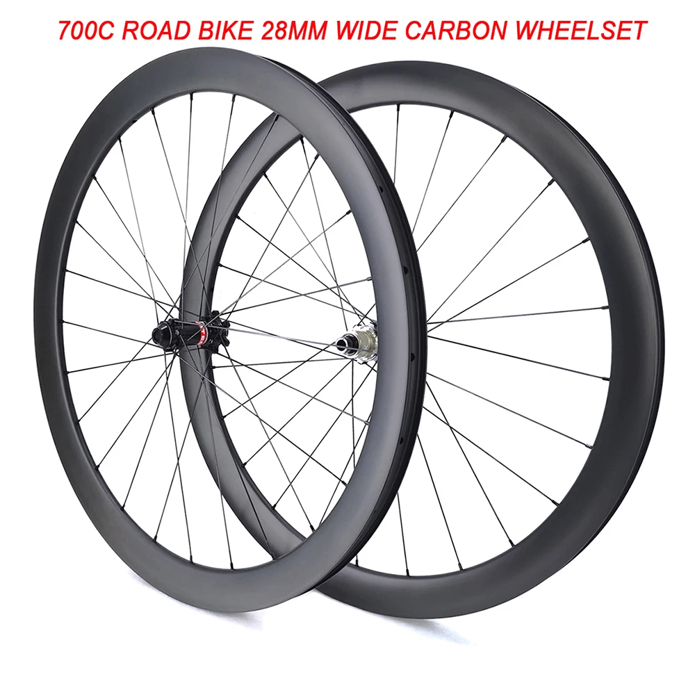 

700C Bike Wheels 28mm Width 30/35/40/45/50/55/60mm Depth Road Disc Brake Clincher Tubeless Bicycle Carbon Wheelset UD 3K 12K