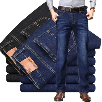 Calções Estilosos de Linho e Algodão para Homens: Conforto e Elegância na Primavera e no Verão 11 28-40 Men's Summer Thin Pants, Straight Blue Jeans, Slim Casual Work Pants Without Elasticity