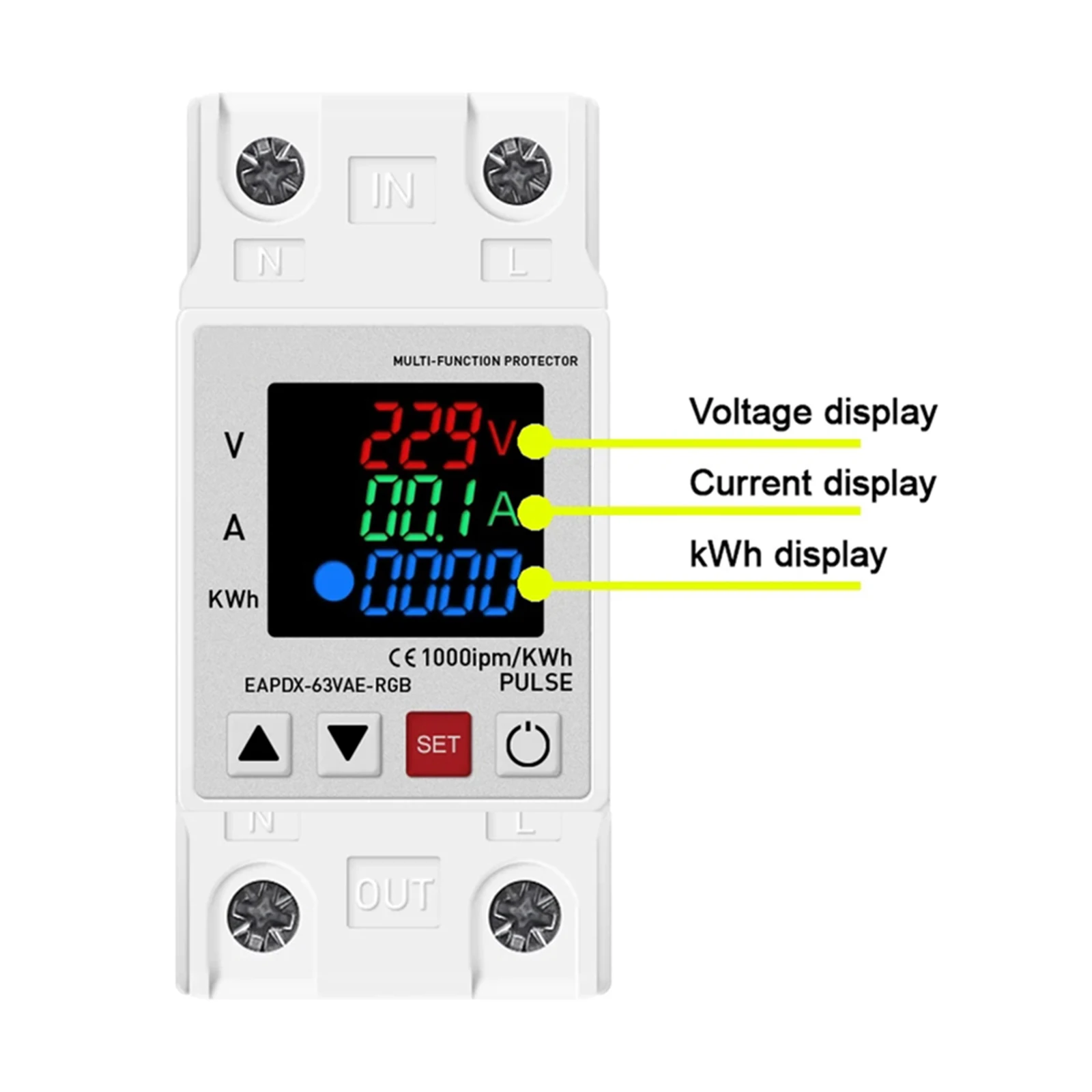 63A 230V 3IN1 Display DIN Rail Adjustable Overvoltage Current Protection Device Relay Overcurrent Protection Limit
63A 230V 3IN1 Display DIN Rail Adjustable Overvoltage Current Protection Device Relay Overcurrent Protection Limit