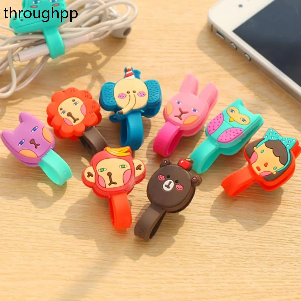 

Cute Cartoon Animal Earphone Cable Organizers Button Style Data Line Clips Anti Winding Cord Management