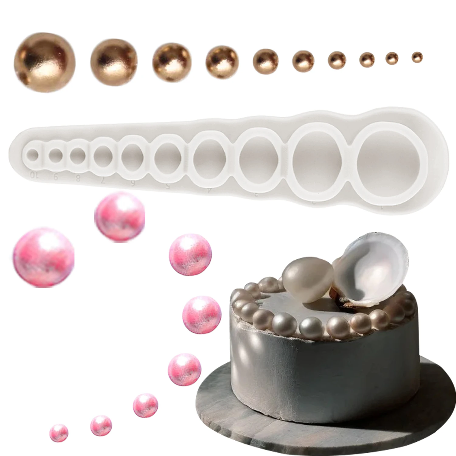 

Pearl Circle Silicone Sugarcraft Mold Cupcake Baking Mould Resin Tools Chocolate Gumpaste Candy Moulds Fondant Cake Decoration