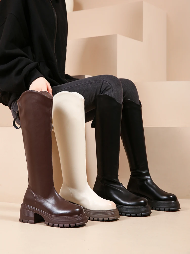 

Женские сапоги выше колена-женская зимняя обувь с круглым носком на молнии выше колена с резиновой подошвой 2023 в стиле "Лолита" женские осенние высокие сапоги