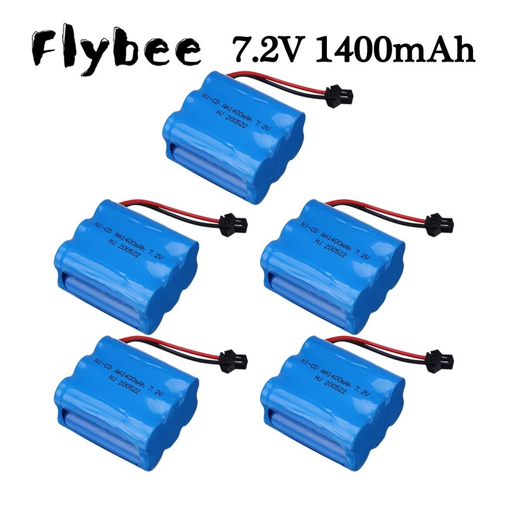 

5pcs 7.2v 1400mah Ni-CD Battery SM PLUG For RC Toys Car Tanks Trains Trucks Robot AA 7.2v Rechargeable Battery Pack For RC Boats