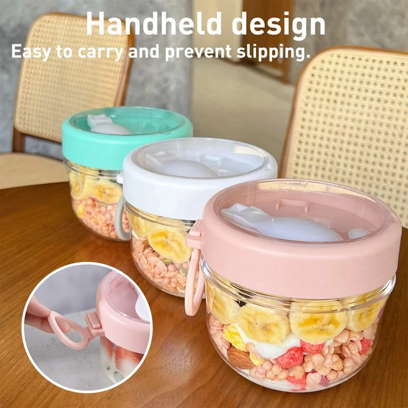 20Oz Overnight Oats Container With Lid And Spoon - Portable Oatmeal Breakfast Cup For On-The-Go Durable White+Pink+Cyan
20Oz Overnight Oats Container With Lid And Spoon - Portable Oatmeal Breakfast Cup For On-The-Go Durable White+Pink+Cyan