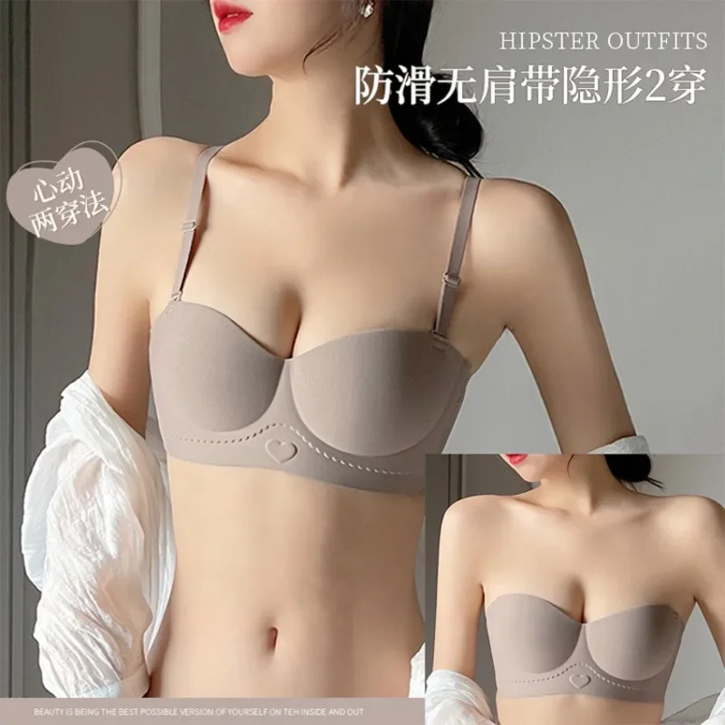 

Half Cup Untraceless Bra for Women with Small Boobs That Pull Together To Show Large Strapless Bra for Women Without Underwire
