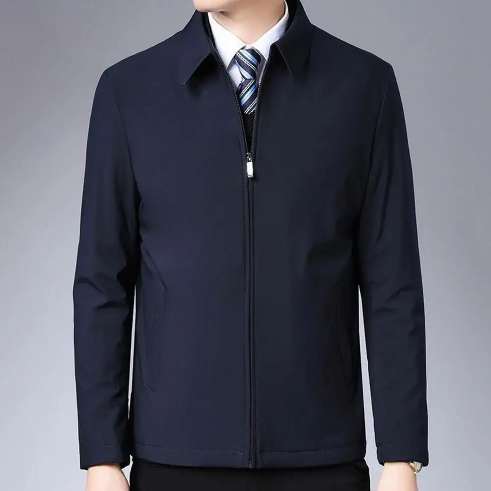 

Men Spring Jacket Stylish Men's Suit Coat Business-ready Zipper Placket Anti-wrinkle Long Sleeve Jacket for Spring Fall Banquet