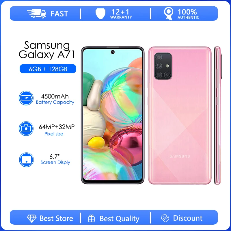 Samsung Galaxy A71 A715F Original Unlocked Android Wi-Fi 64MP 6.7'' 128GB 6GB RAM Free Shipping
Samsung Galaxy A71 A715F Original Unlocked Android Wi-Fi 64MP 6.7'' 128GB 6GB RAM Free Shipping